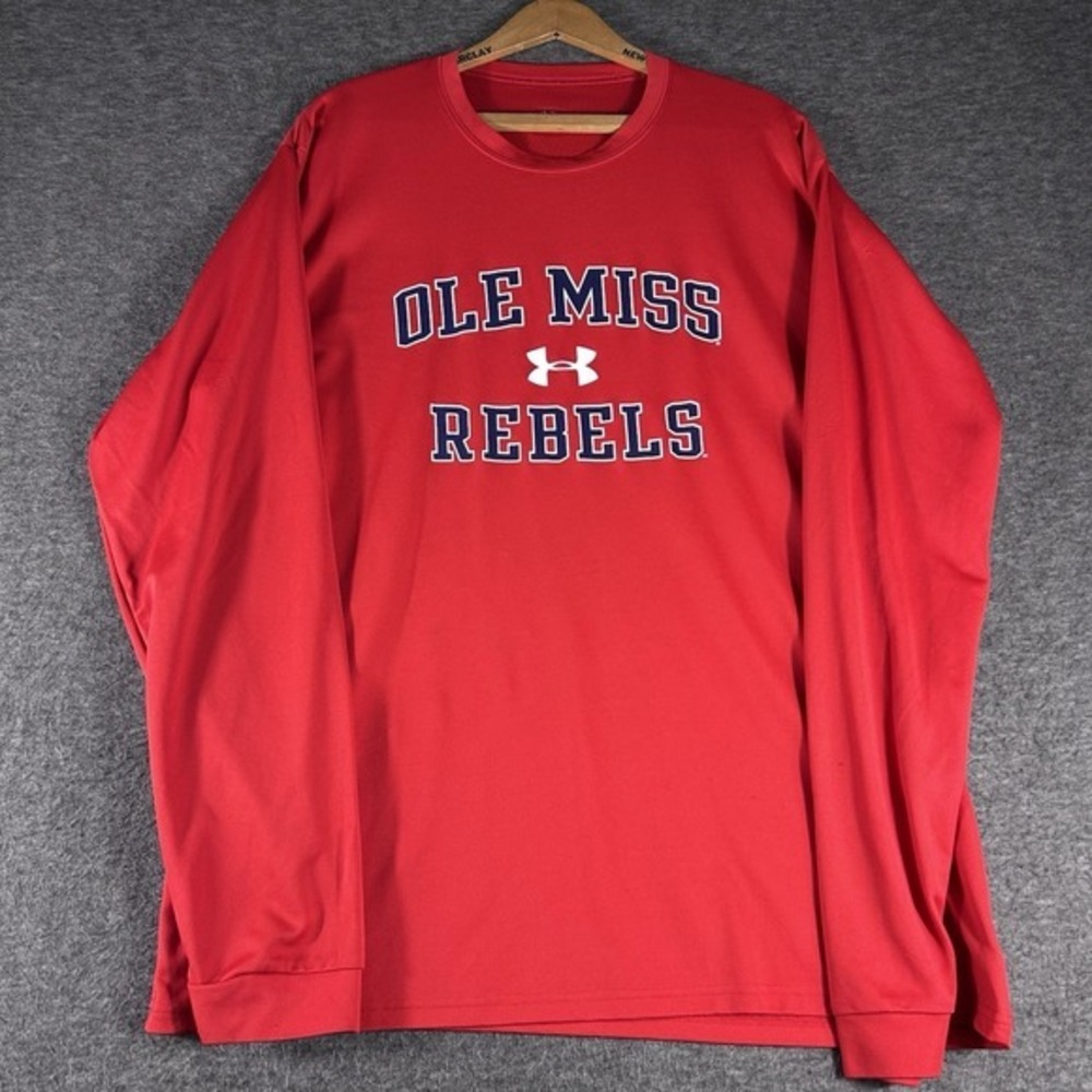 Under Armour NCAA Ole Miss‎ Men's Size XL Long Sleeved Heat Gear  Red Baseball